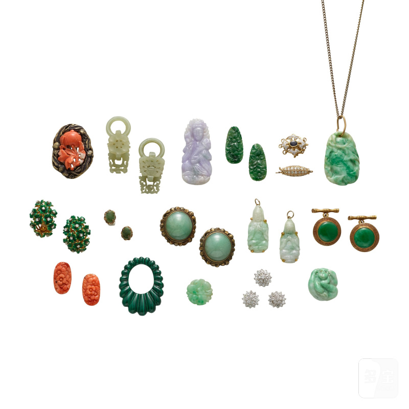二十世紀 各式玉石首飾配件一組 | A GROUP OF JADE AND GEMSTONE OBJECTS